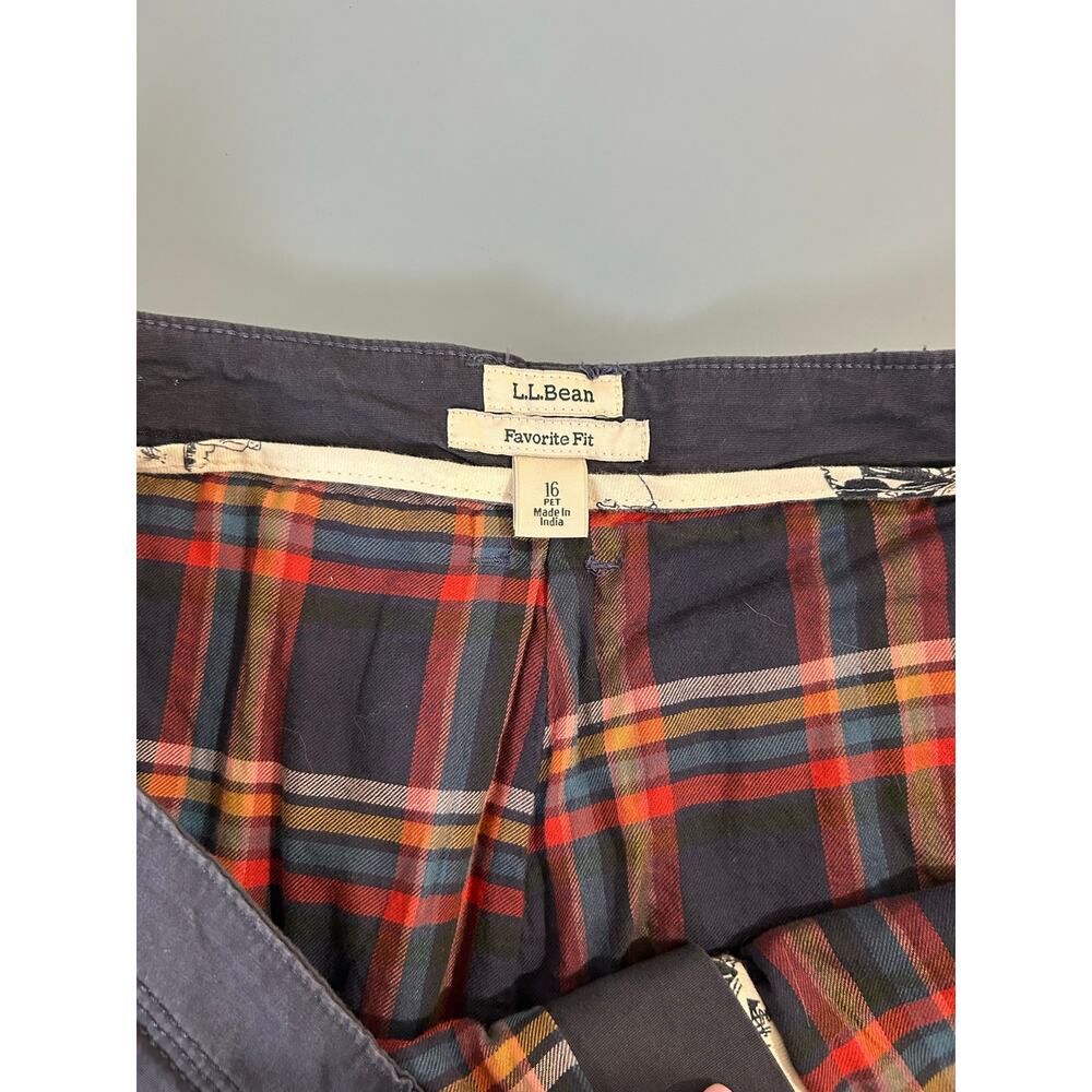 L.L. Bean flannel lined blue pants womens 16 petite favorite fit cargo gorpcore - Picture 5 of 8